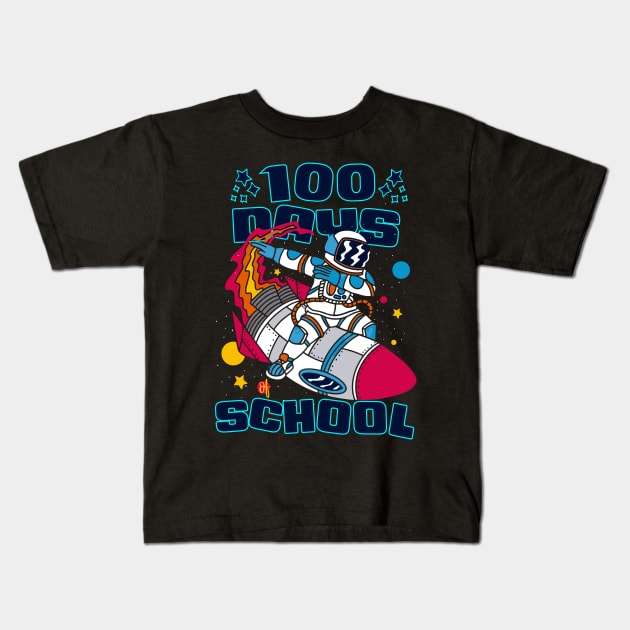 100 days of school featuring an astronaut dabbing on his rocket #1 Kids T-Shirt by XYDstore